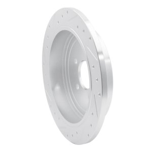 Lincoln Town Car Brake Rotor (1) - Rear Right - R1 Concepts - Drilled & Slotted - Silver - `03-`11